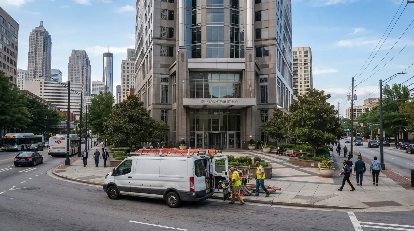 Street entrance of the Atlanta service office on Peachtree Street